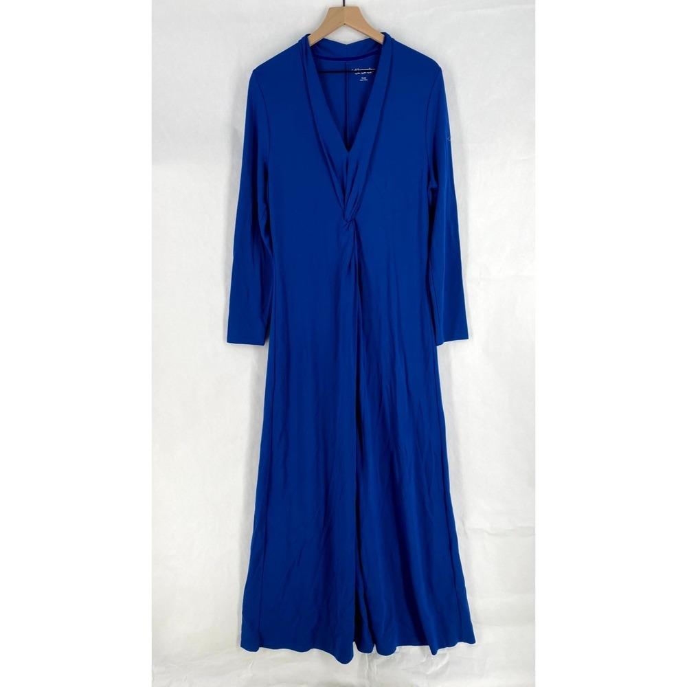 Soft‎ Surroundings Lagia Maxi Dress Womens XL Blue Stretch Contoured Ruching